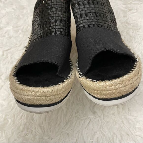 Toms Monica Mule Wedge Espadrille Slip On Sandal in Black Basketweave size 12 - Picture 4 of 8